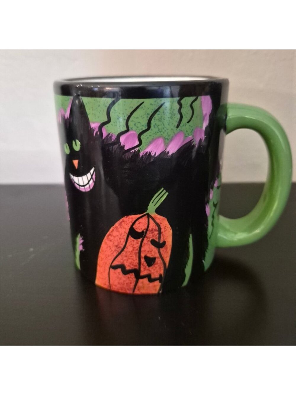 Halloween-Themed Ceramic Mug  Black Cat Pumpkin Bats Design  Lillian Vernon